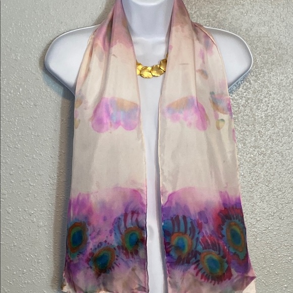 Elegant Multicolor Silk Scarf - Picture 6 of 6